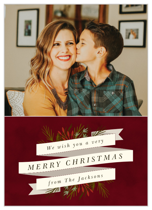 Sheer elegance in it's simplicity, Swirling Banner Tall will set your photo holiday card appart from the rest, while letting your photo be the star.