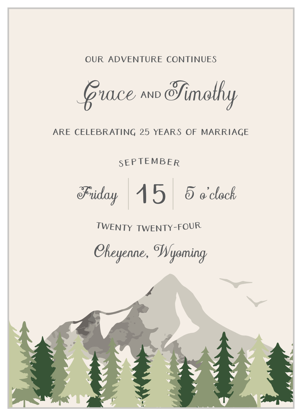 Misty Mountains Vow Renewal Invitations