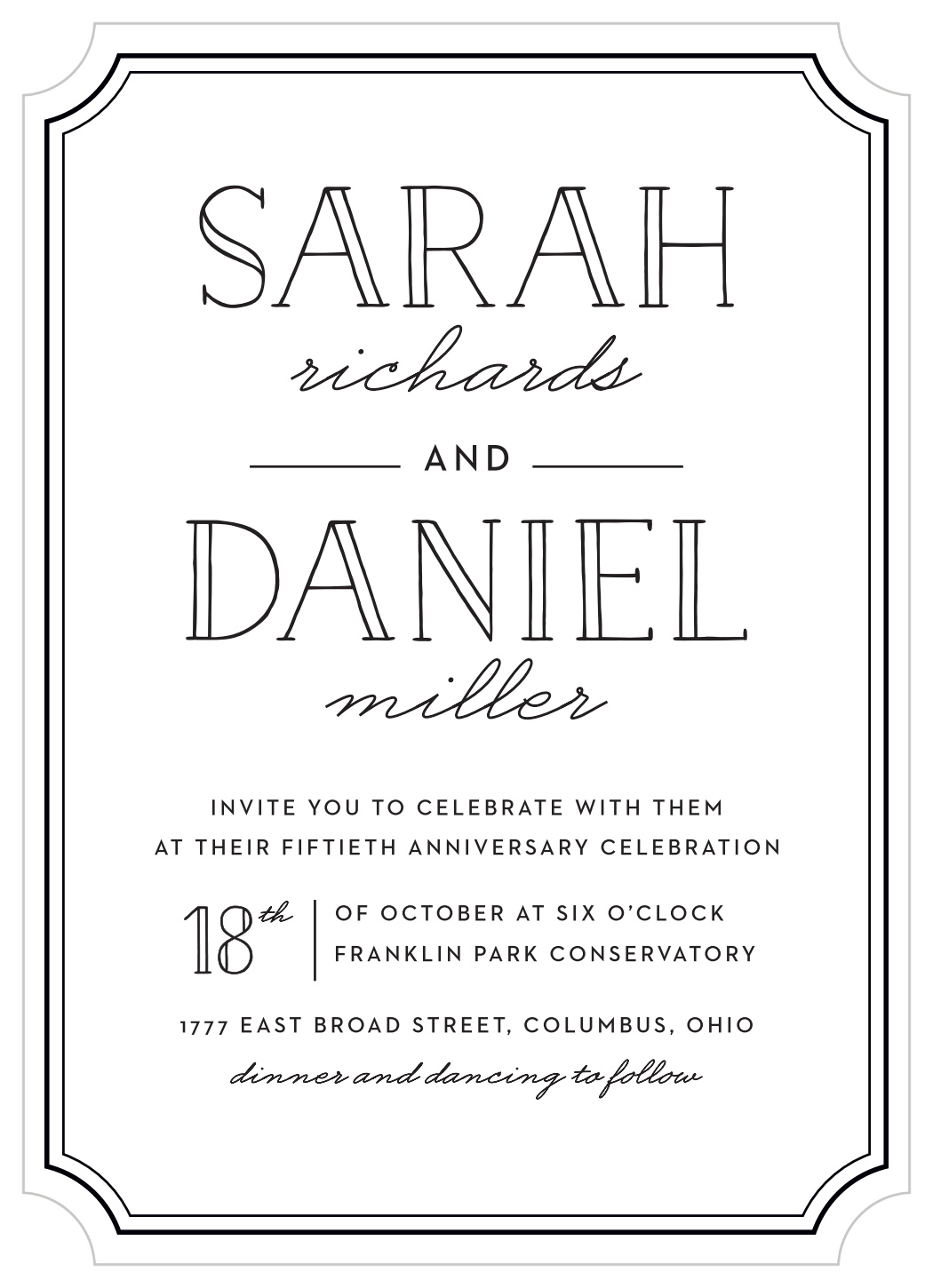 Ticket Frame Vow Renewal Invitations
