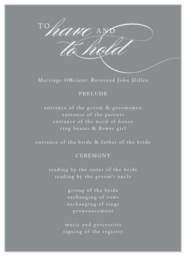Describe every delightful detail of your wedding day with the clean, modern style of our Simply Scripted Wedding Programs.