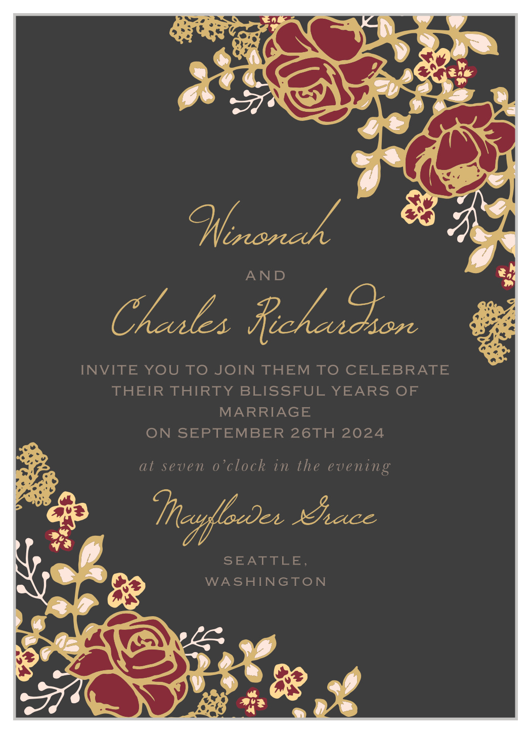 Ornate Floweret Vow Renewal Invitations