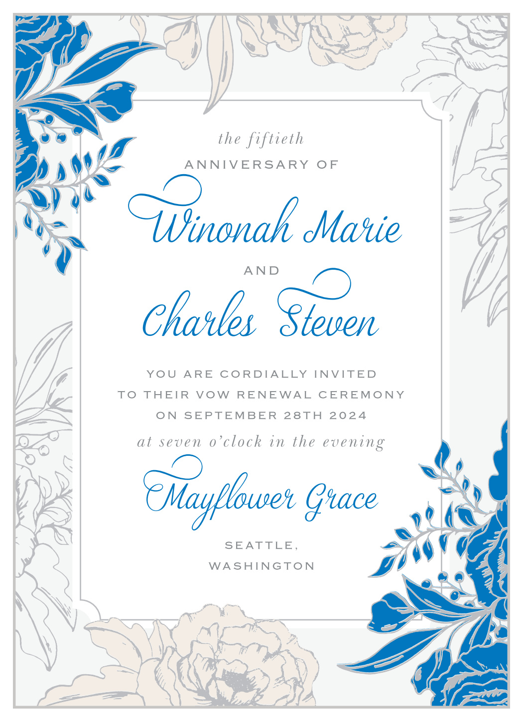 Classic Peonies Vow Renewal Invitations