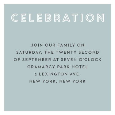 Our Retro Record Bar Mitzvah Reception Cards keep it nice and simple with a grey background and black and white text. 