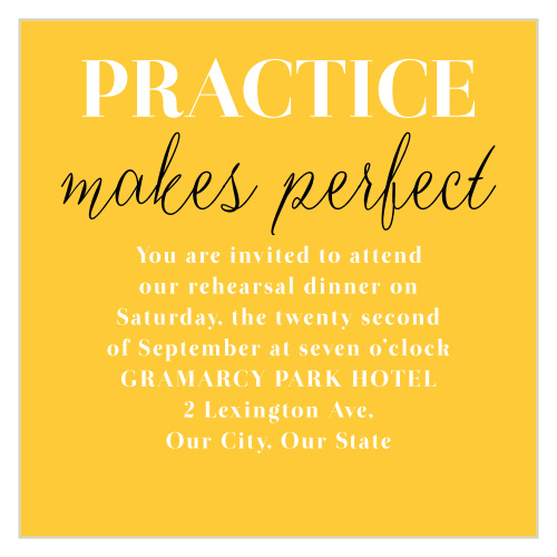 You'll love the striking colors and font choices on our Bold Day Rehearsal Cards.