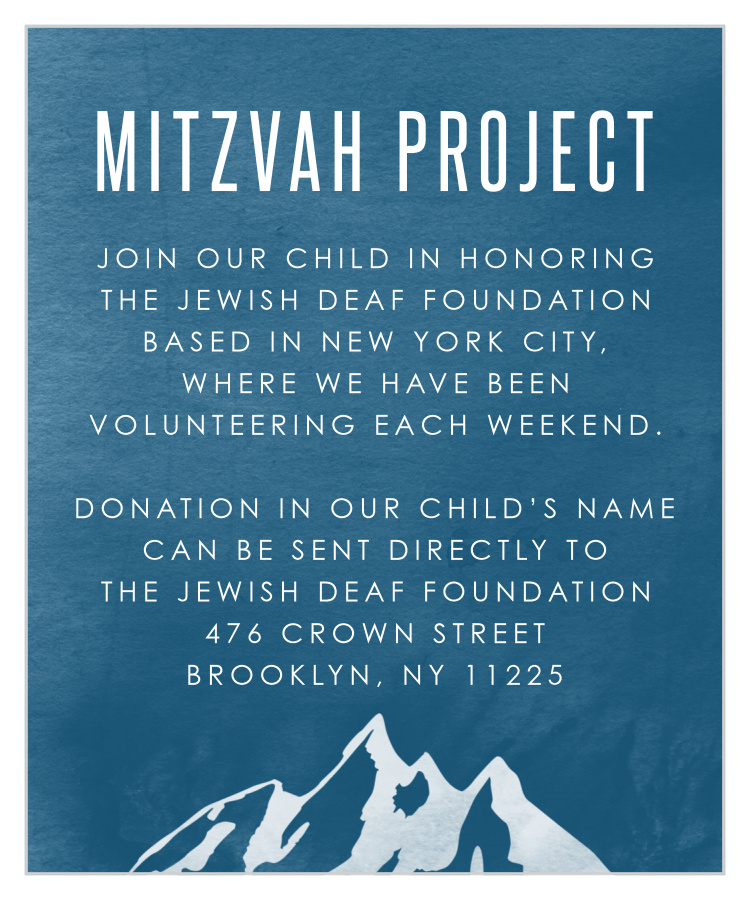 Ski Mountain Bar Mitzvah Project Cards