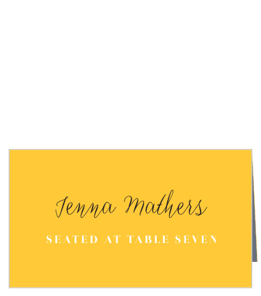 The bright yellow background of our Bold Day Place Cards ensures that none of your guests will have a hard time finding their spot at your reception!
