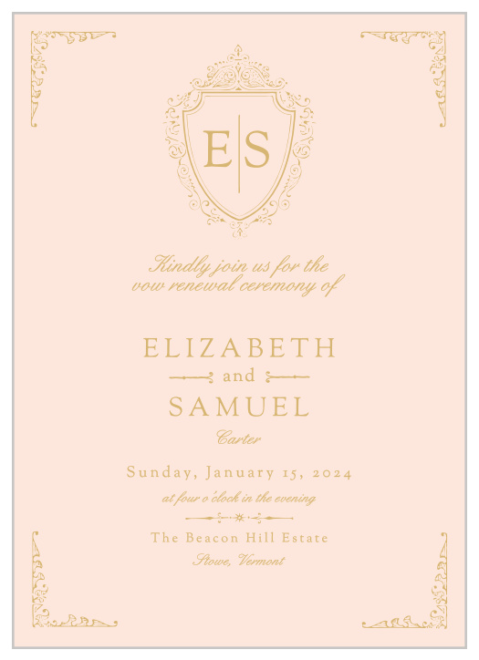 The ornamentations and embellishments of our Royal Monogram Vow Renewal Invitations pair perfectly with every detail of your ceremony.