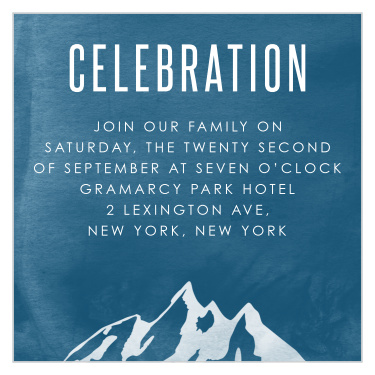 Invite your loved ones to celebrate this momentous occasion with our Ski Mountain Bar Mitzvah Reception Cards! 