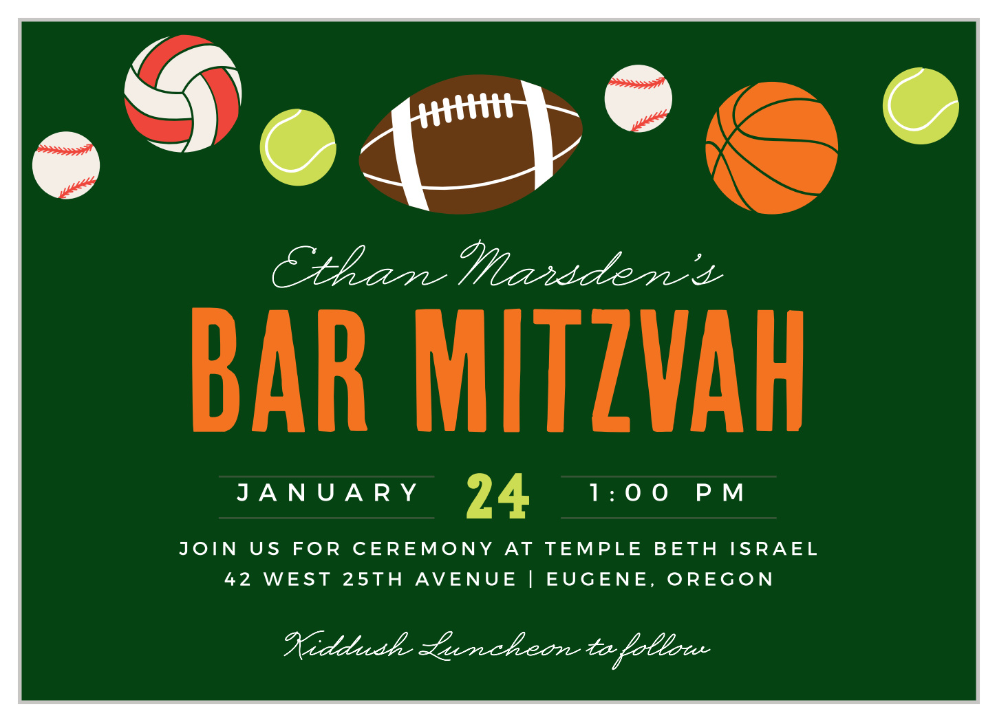 Sports Frenzy Bar Mitzvah Invitations