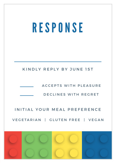 Construction Cubes Bar Mitzvah Response Cards allows you to get a headcount of who will be joining you for the big day!