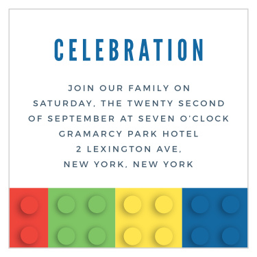 Ensure your loved ones know the when and where of the big day with our Construction Cubes Bar Mitzvah Reception Cards.