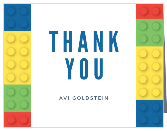 Let your family and friends know that you appreciate their support at your child's coming-of-age ceremony with our Construction Cubes Bar Mitzvah Thank You Cards.