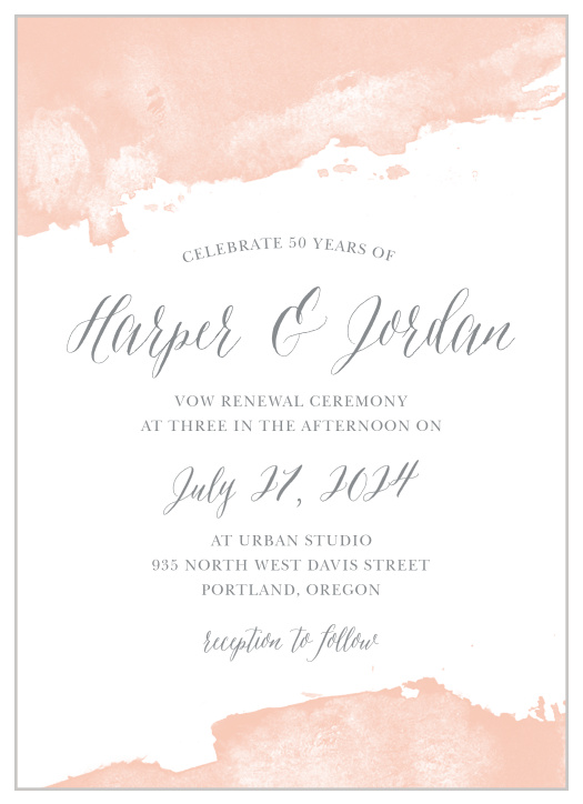 Gather together all of the people you adore most for the rejuvenation of your love with our Watercolor Dye Vow Renewal Invitations.