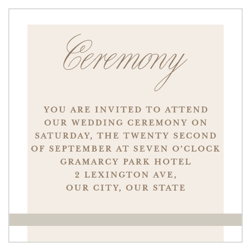 Invite your friends and family to the most important part of your big day with our Modern Memories Ceremony Cards.