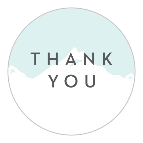 You'll love the beautiful winter scene of a bright sky and snowcapped mountains featured on our Winter Skiing Bar Mitzvah Stickers!  