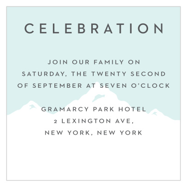 You'll love the snowcapped mountains on our Winter Skiing Bar Mitzvah Reception Cards! 