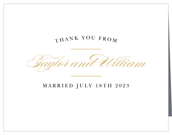 A mix of captivating calligraphy and neat typography spell out your message of gratitude on our Refined Vintage Vow Renewal Thank You Cards.