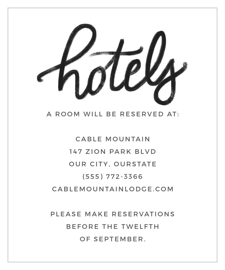 Charming Chalkboard Accommodation Cards