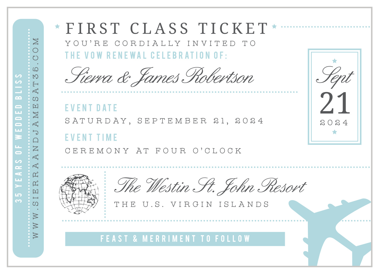 First Class Vow Renewal Invitations