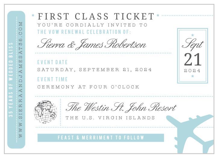Our First Class Vow Renewal Invitations guarantee that your lovely event really takes off.