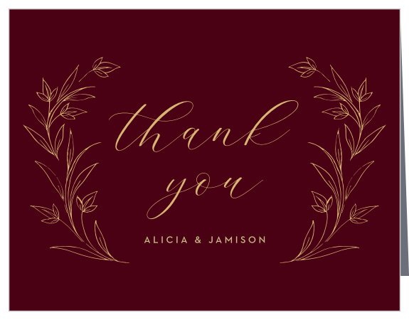Express your appreciation with the shining botanical frame of our Redwood Grove Vow Renewal Thank You Cards.
