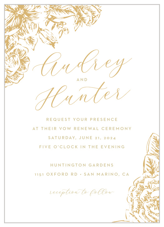 Our Gilded Wildflowers Vow Renewal Invitations are the epitome of class and elegance!