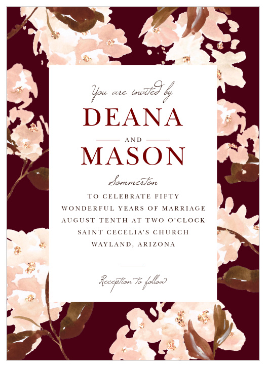 Enjoy the company of your friends and family when you use our Ornate Autumn Vow Renewal Invitations to invite them to your special day.