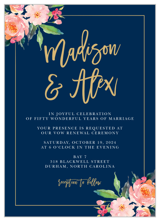 Our Flourishing Floret Vow Renewal Invitations are colorful and attention-grabbing.