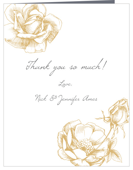 The Gilded Rose Foil Vow Renewal Thank You Cards are a perfect, floral way to send your thanks to your guests.