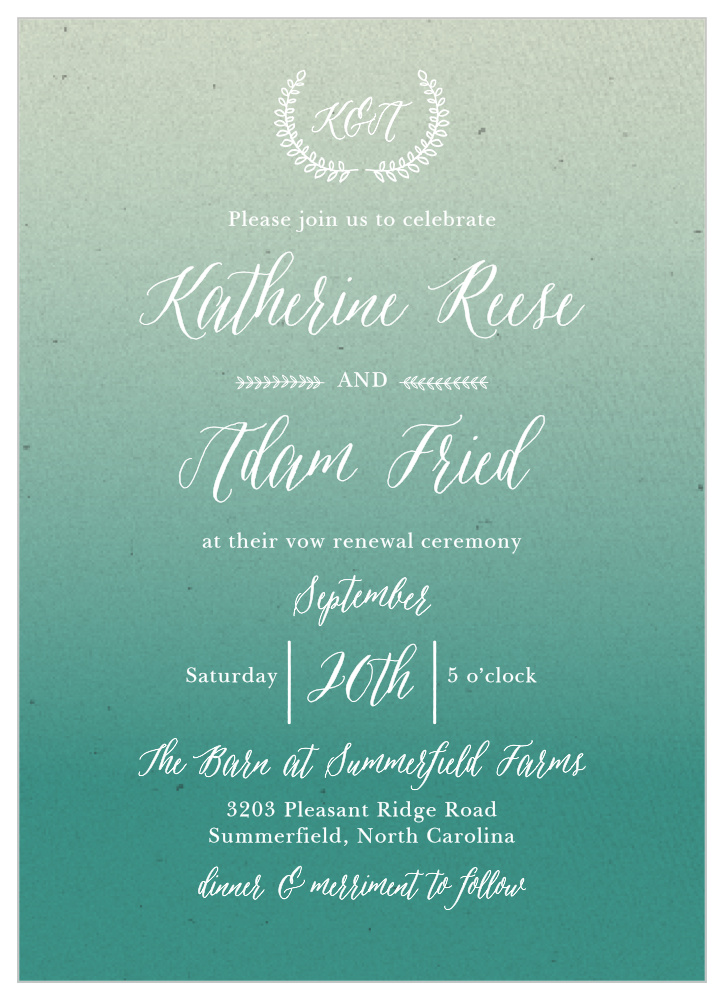 Textured Ombre Vow Renewal Invitations