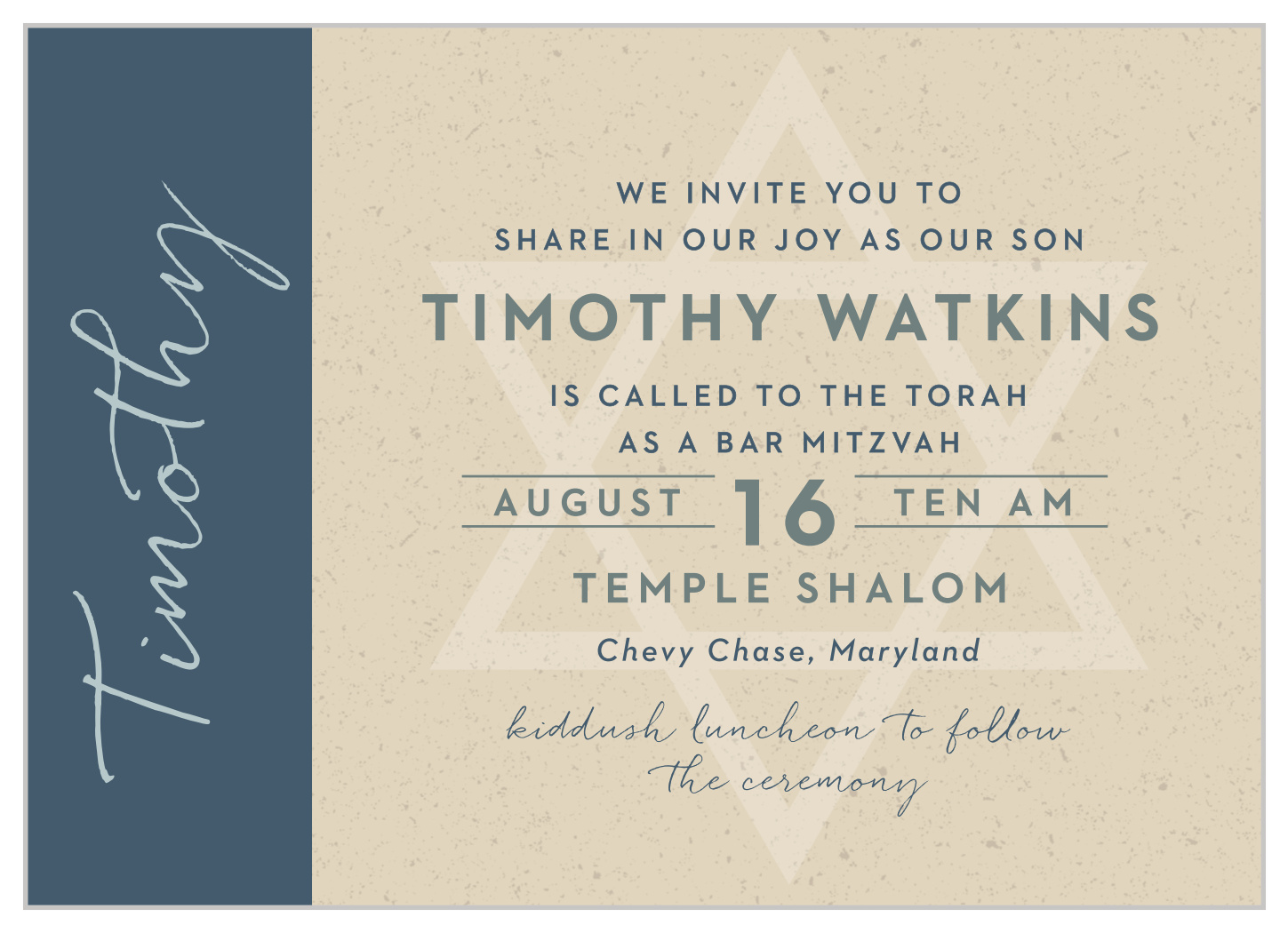 Kraft Star Bar Mitzvah Invitations