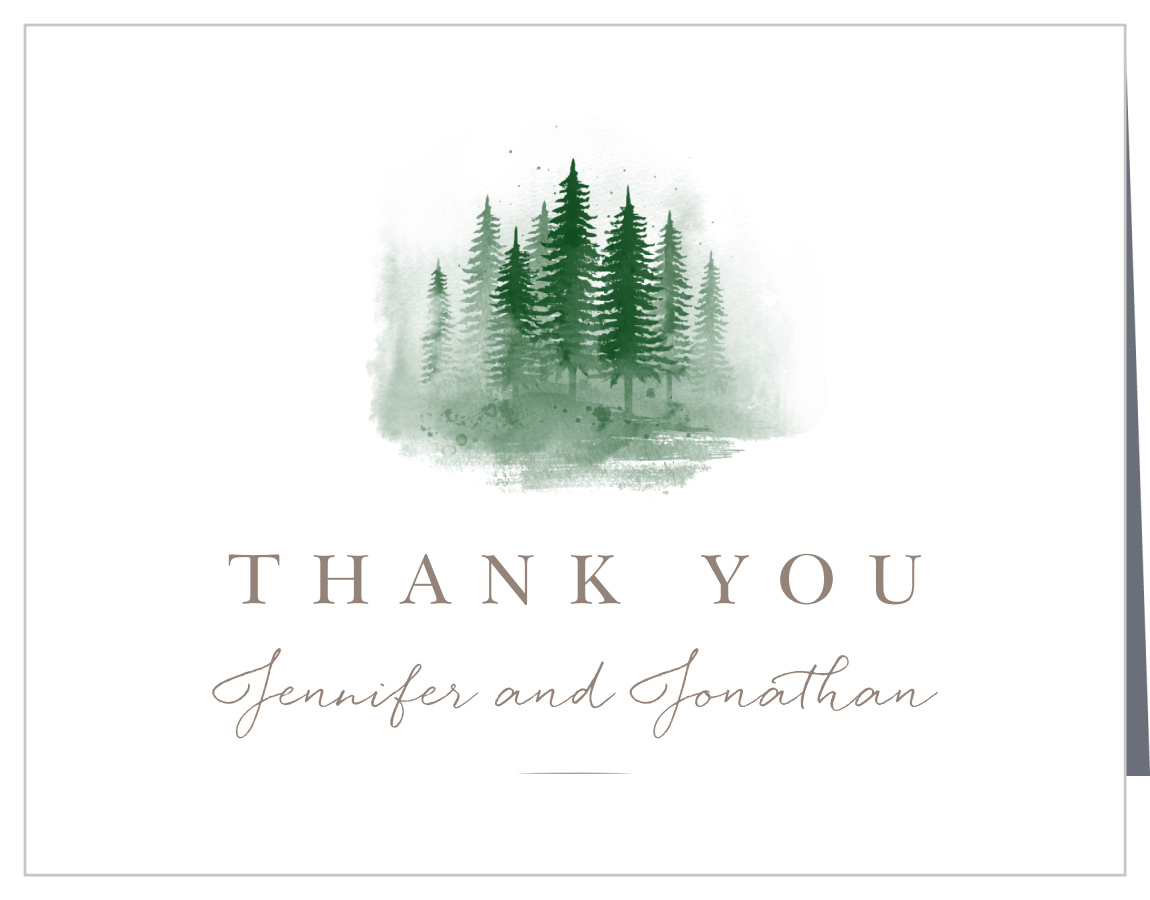 Watercolor Evergreens Vow Renewal Thank You Cards