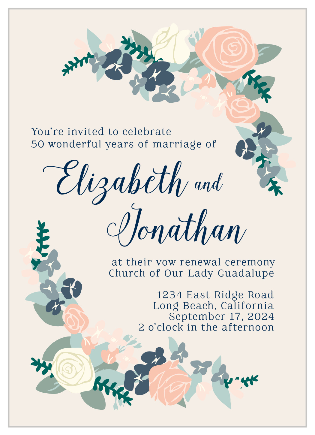 Rose Garlands Vow Renewal Invitations by Basic Invite