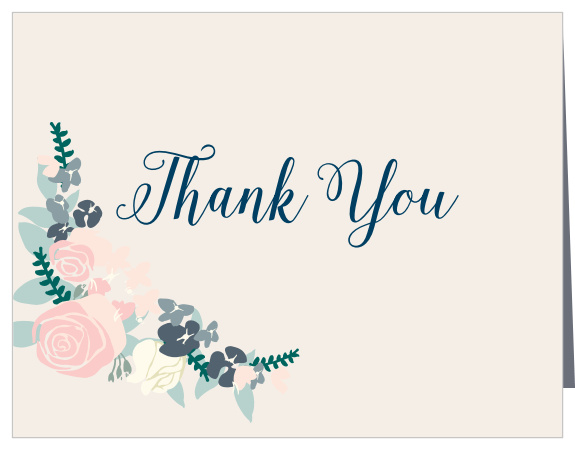Share your gratitude with the bright florals of the Rose Garland Thank You Cards.