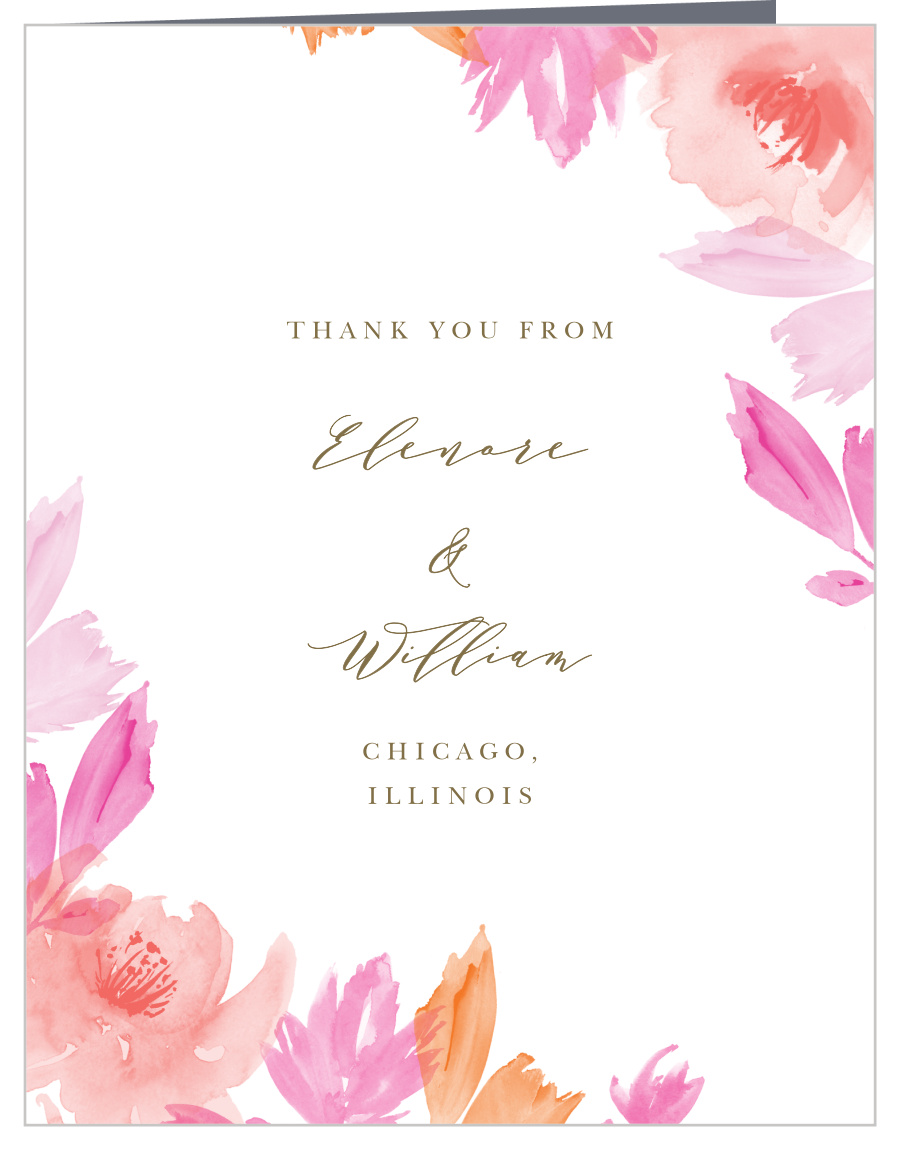 Watercolor Rose Vow Renewal Thank You Cards