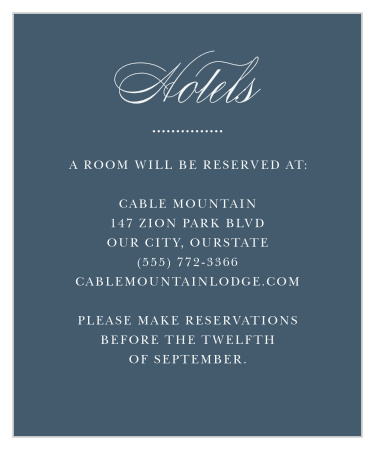 Make sure your guests know lodging information on your big day with our Buttoned Up Accommodation Cards.