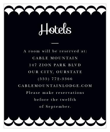 The Luxe Type Accommodation Cards feature a funky, modern headline that your guests will love! 