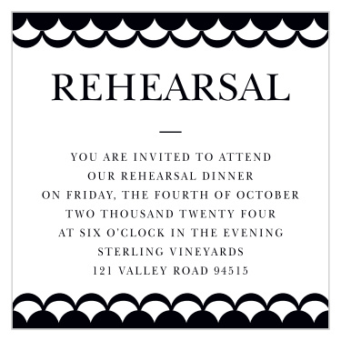 The Luxe Type Rehearsal Cards feature an intricate scalloped border that makes them eye-catching and memorable!  