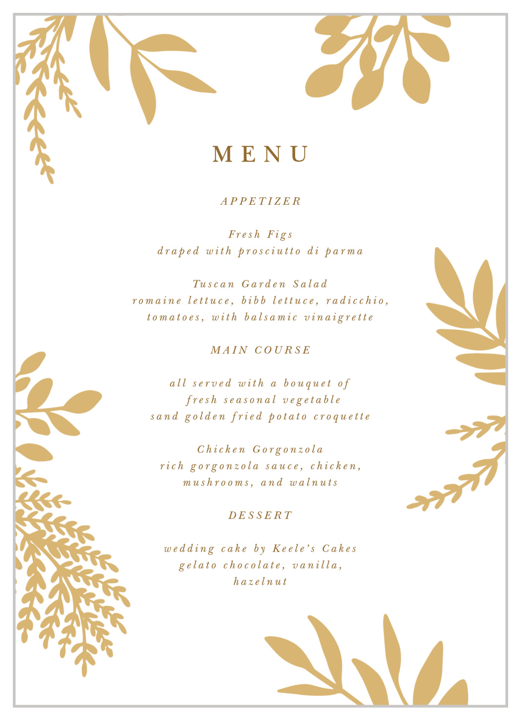 Autumn Leaves Wedding Menus by Basic Invite