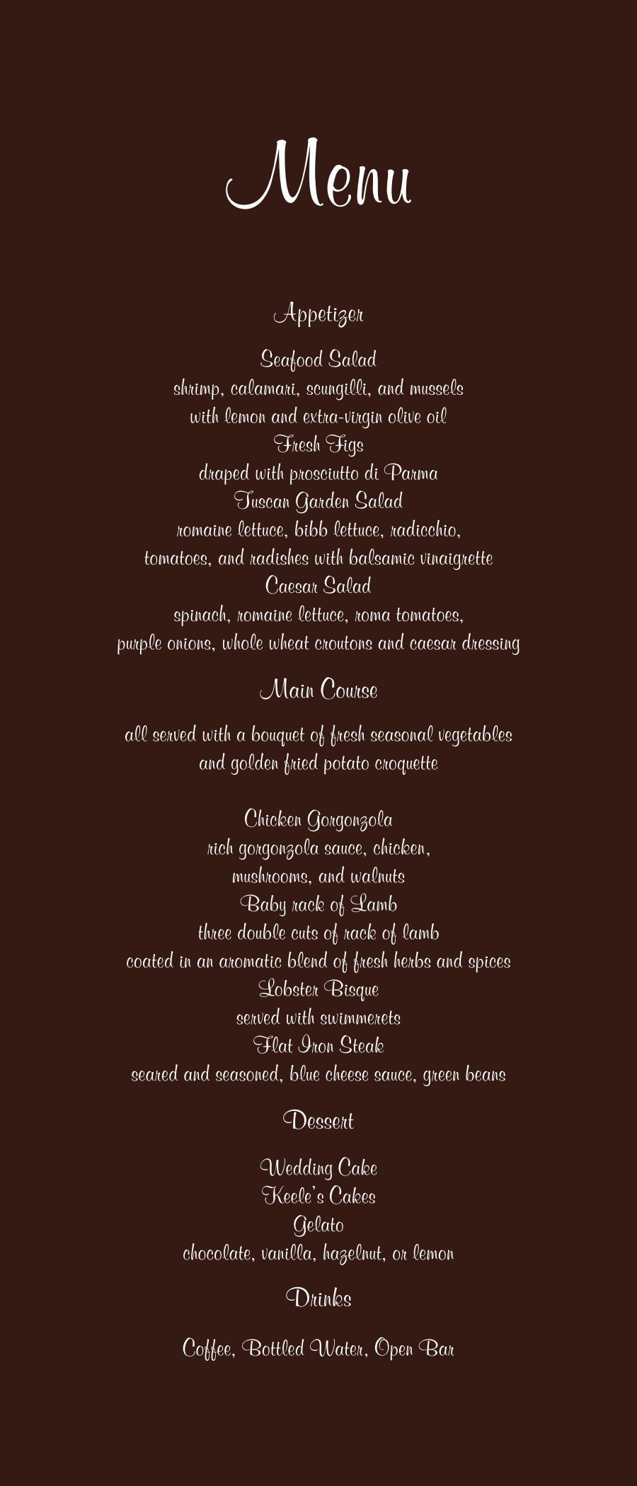 Wedding Menu Wording printed-wedding-menu-custom-wording-menu-for-weddings-etsy