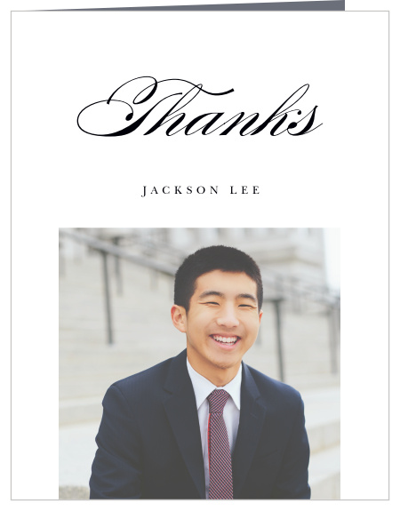 Say all you could ever need to friends and family for their support with our Classical Script Graduation Thank You Card.