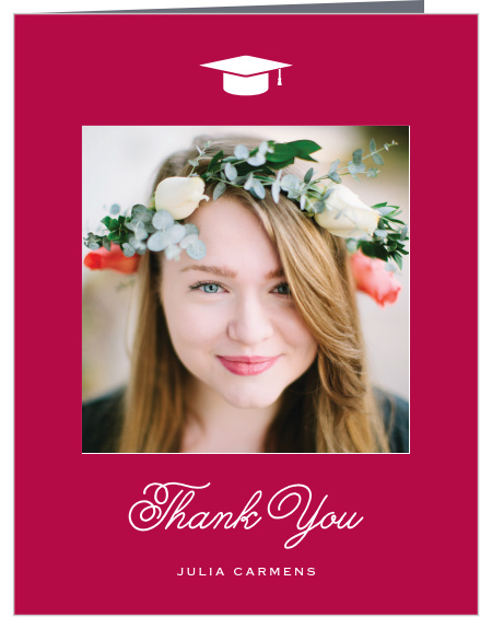 Show your appreciation for the support of your family and friends with our Floral Crown Graduation Thank You Card.