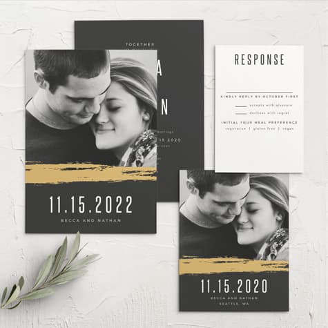 Gilded Strokes Wedding Invitations