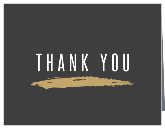 You'll love the classic grey, white, and gold color scheme of our Gilded Strokes Wedding Thank You Cards!