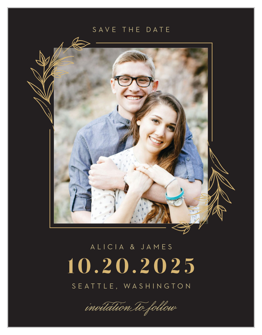 Gilded Leaves Save the Date Magnets