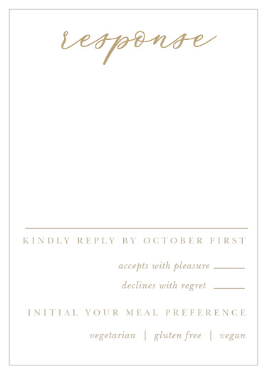 Be sure that you have an accurate headcount for your wedding by sending out our Oversize Script Response Cards!