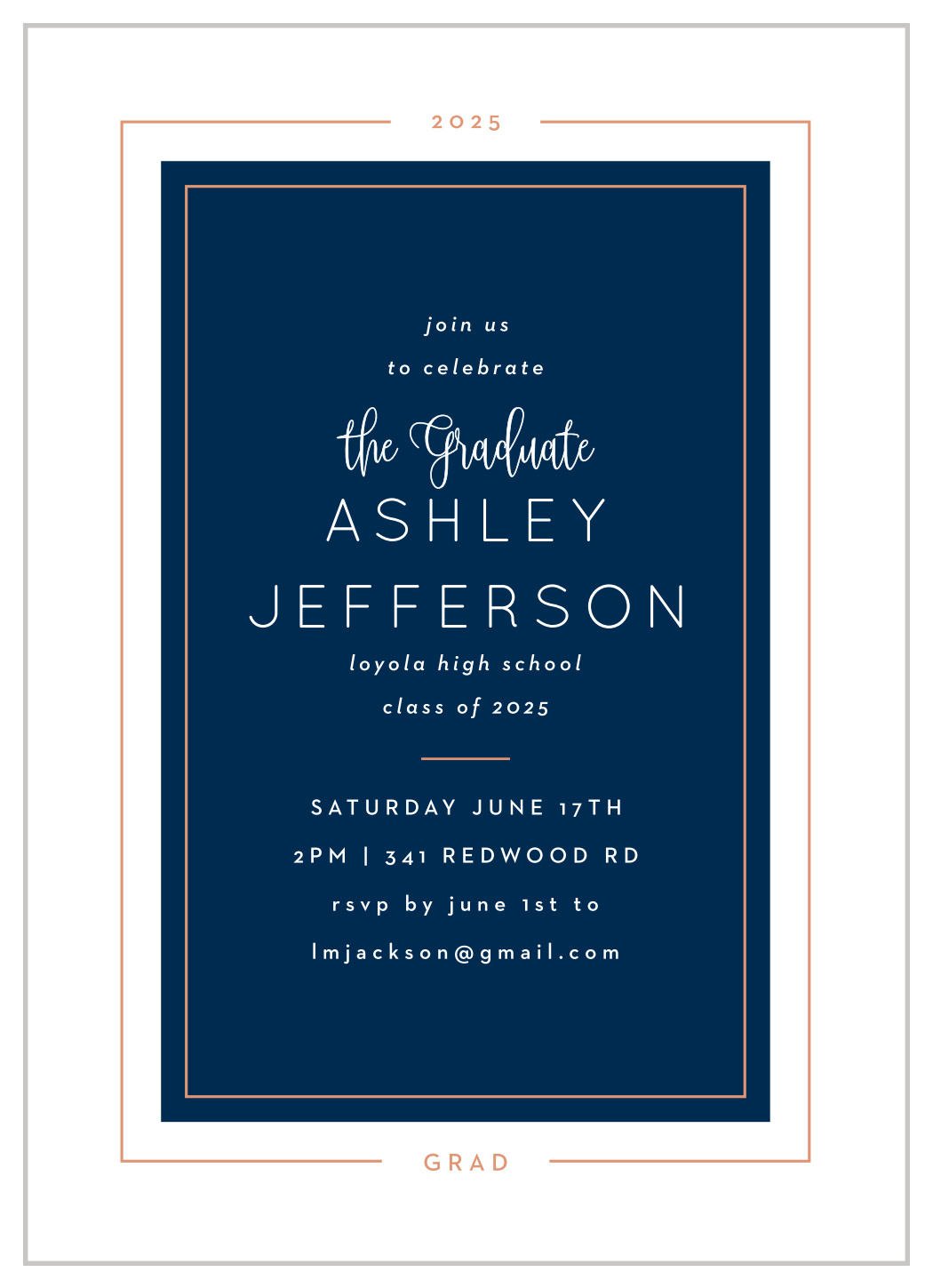Modern Frame Graduation Invitations
