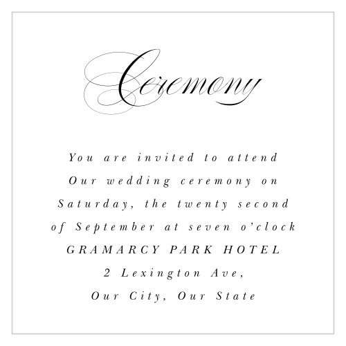 Our Clean Collage Rehearsal Cards are a perfectly classic way to let your most important guests know about your rehearsal. 