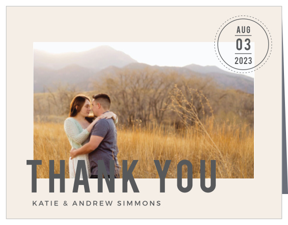 Show your appreciation with our Modern Stamp Wedding Thank You Cards!