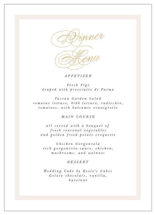 Our Simple Border Wedding Menus double as elegant, and functional!